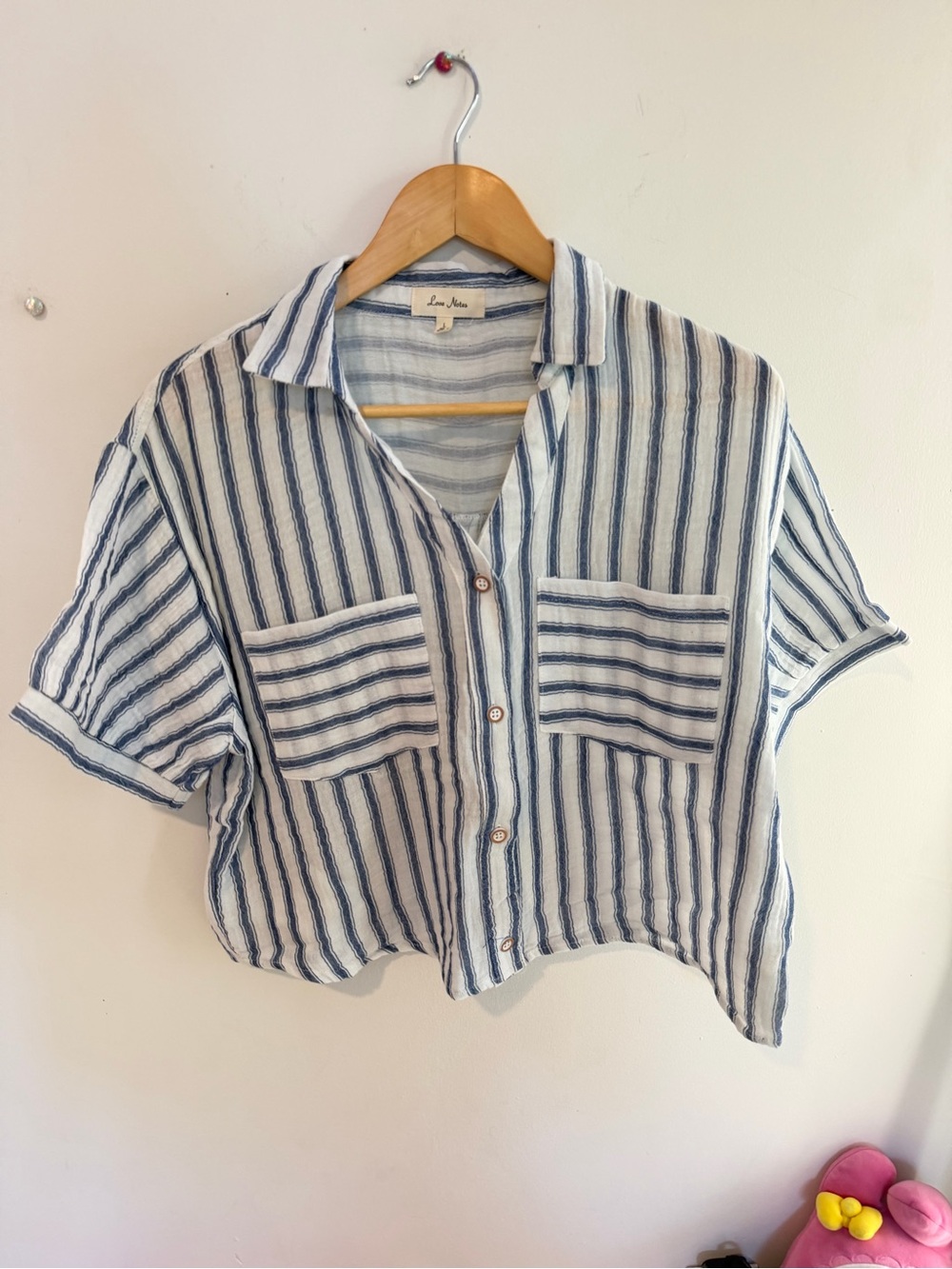 Love Notes Blue & White Striped Button Shirt